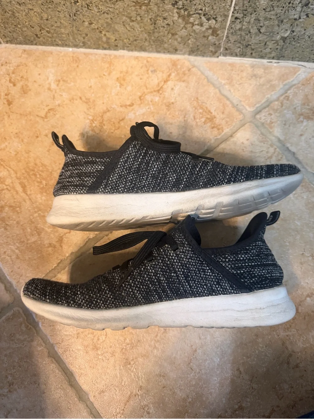 adidas Black and White Knit Athletic Sneakers Cloud size 7
